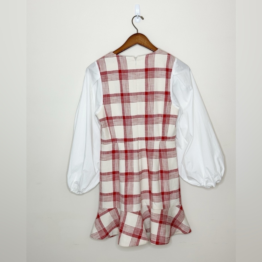 Tanya Taylor Gemma Dress Plaid w Flounce hem & Blouson sleeve - size 6 - NWT - Picture 15 of 16